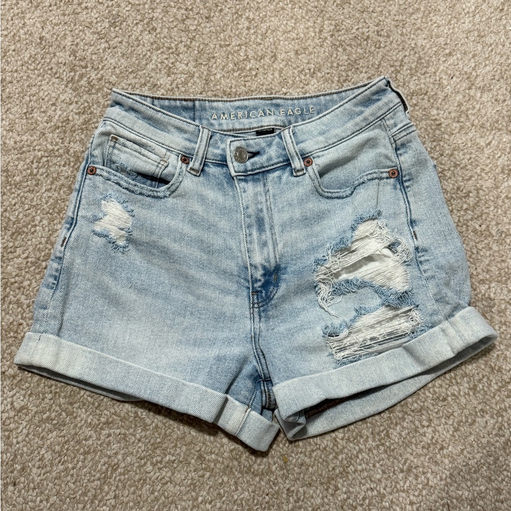 American Eagle Outfitters Light Wash Ripped Jean Shorts
